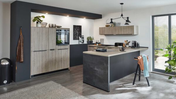 nobilia® Einbauküche Riva mit SIEMENS-Elektrogeräten und Esstheke
