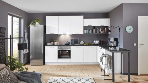 nobilia® Einbauküche Easytouch mit privileg Elektrogeräten und BOSCH Kühlschrank
