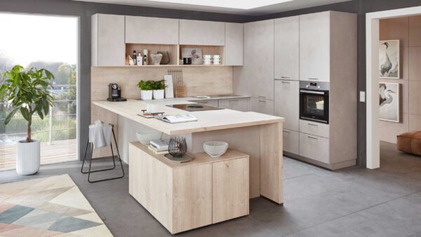 nobilia® Einbauküche Riva mit JUNKER Elektrogeräten und Esstheke
