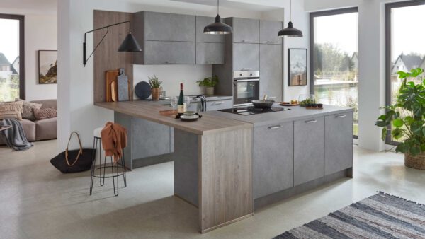 nobilia® Einbauküche Stone Art mit AEG Einbaugeräten